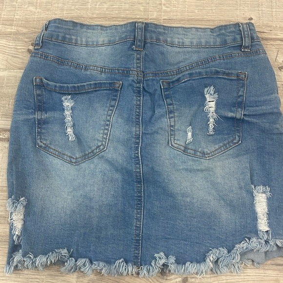 Wax Women's  Casual Distressed A-Line Denim Short Skirt-large - Picture 7 of 13